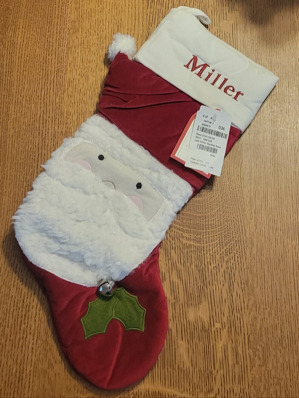 Pottery Barn Luxe Velvet Christmas Stocking "Miller" - red, white